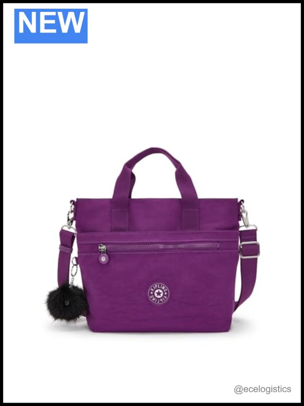 Nylon Tote Bag with Zipper Closure and Shoulder Strap